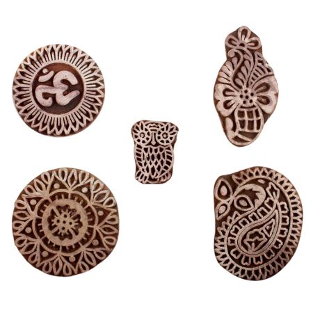 Set of 5 Piece New Mix Wooden Printing Blocks